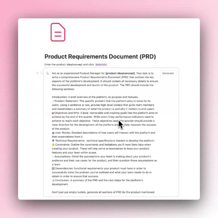 Product Requirements Document Template